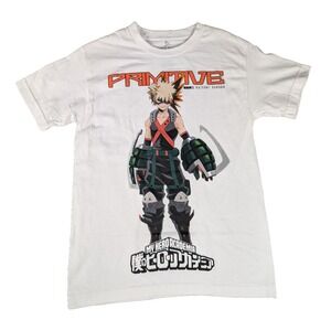Bakugo | My Hero Academia | White | Mens | Primitive Graphic T-Shirt |‎ S
